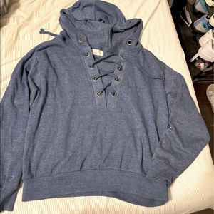 Blue lace up hoodie